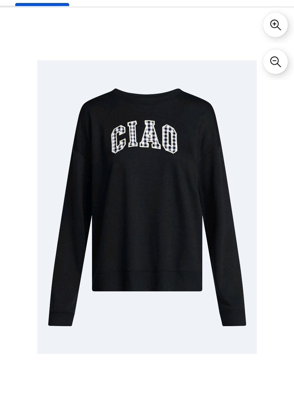 Black 'CIAO' Crewneck Sweatshirt  Joyspun Women's French Terry Knit Long Sleeve